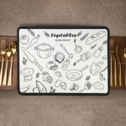 Unique Bargains Dish Drying Mat White Black 15.75"x11.81"