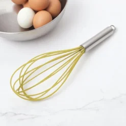Unique Bargains 12" 6-Wire Whisk Hand Wash Stainless Steel Silicone Silver Tone Yellow -Kitchen Utensil Store GUEST f9684813 ebc1 43fc a50f 771e0d2cc4ab