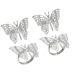 Unique Bargains Dining Table Alloy Decorative Wear-Resistant Butterfly Shape Napkin Rings 4 Pcs -Kitchen Utensil Store GUEST fbdfb7f5 ed57 4676 ac35 0c27615201be