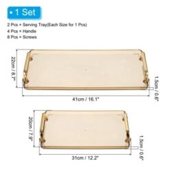 Unique Bargains Modern Rectangular Decorative Plastic Serving Tray 1 Set Of 2 Pcs