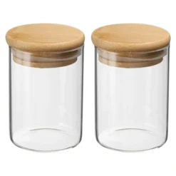 Unique Bargains Kitchen Food Storage Glass Jar With Airtight Bamboo Lid 2 Pcs -Kitchen Utensil Store GUEST fd35aa32 3168 4e25 aa0b 0b6149c7dabb