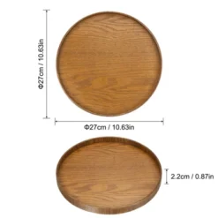 Unique Bargains Wood Rustic Round Decorative Serving Tray