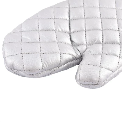 Unique Bargains Household Bakery Heat Resistance Microwave Baking Cotton Blends Kitchen Gloves 14.6"x5.9" Silver Tone 1 Pair 1 Unique Bargains Household Bakery Heat Resistance Microwave Baking Cotton Blends Kitchen Gloves 14.6"x5.9" Silver Tone 1 Pair